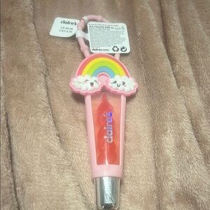 Claire's Pink and Silver Bag with Rainbow Design